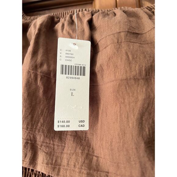 NWT By Anthropologie Off-The-Shoulder Smocked Mini Dress Chocolate Brown Size L - Picture 10 of 13